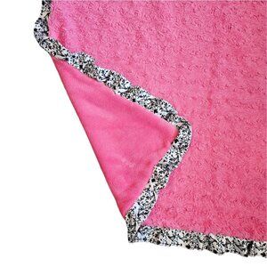 Baby Essentials‎ Girl Baby Blanket Pink Satin Trim White Black Plush 2014